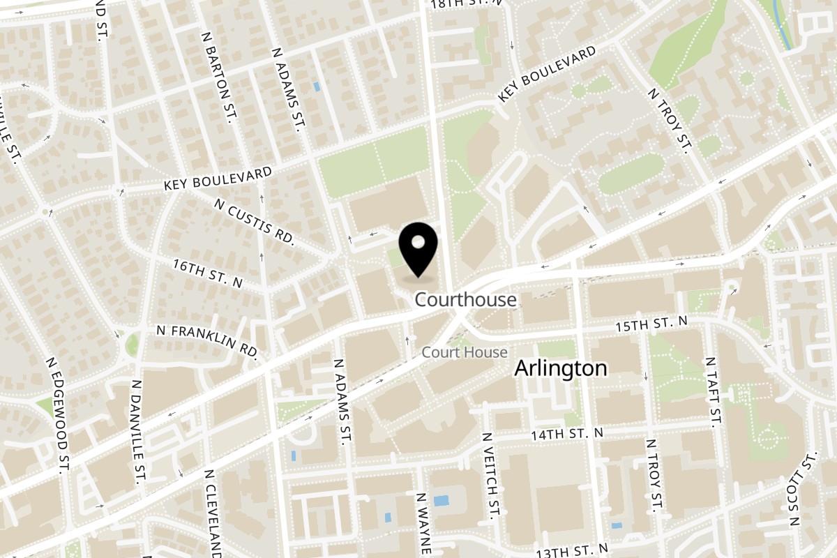 Map showing the location of HOF Flatbreads on 2201 Wilson Blvd in Arlington